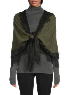 商品La Fiorentina|Lace-Trim Wool Triangle Scarf,价格¥191,第1张图片