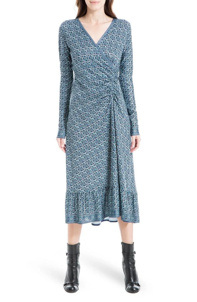 商品MAXSTUDIO|Long Sleeve Printed Wrap Dress,价格¥263,第1张图片