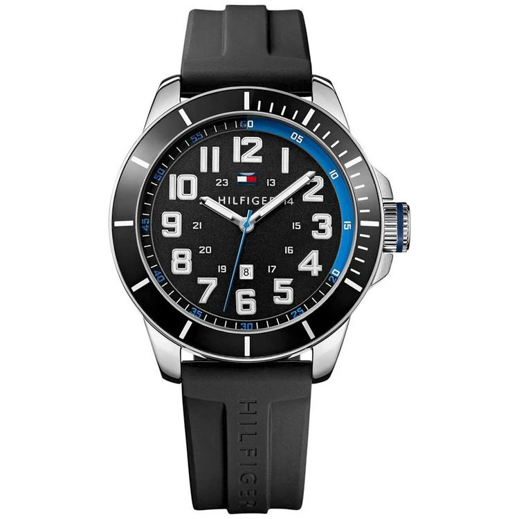 商品Tommy Hilfiger|Men's Black Silicone Strap Watch 48mm 1791070, Created for Macy's,价格¥369,第1张图片