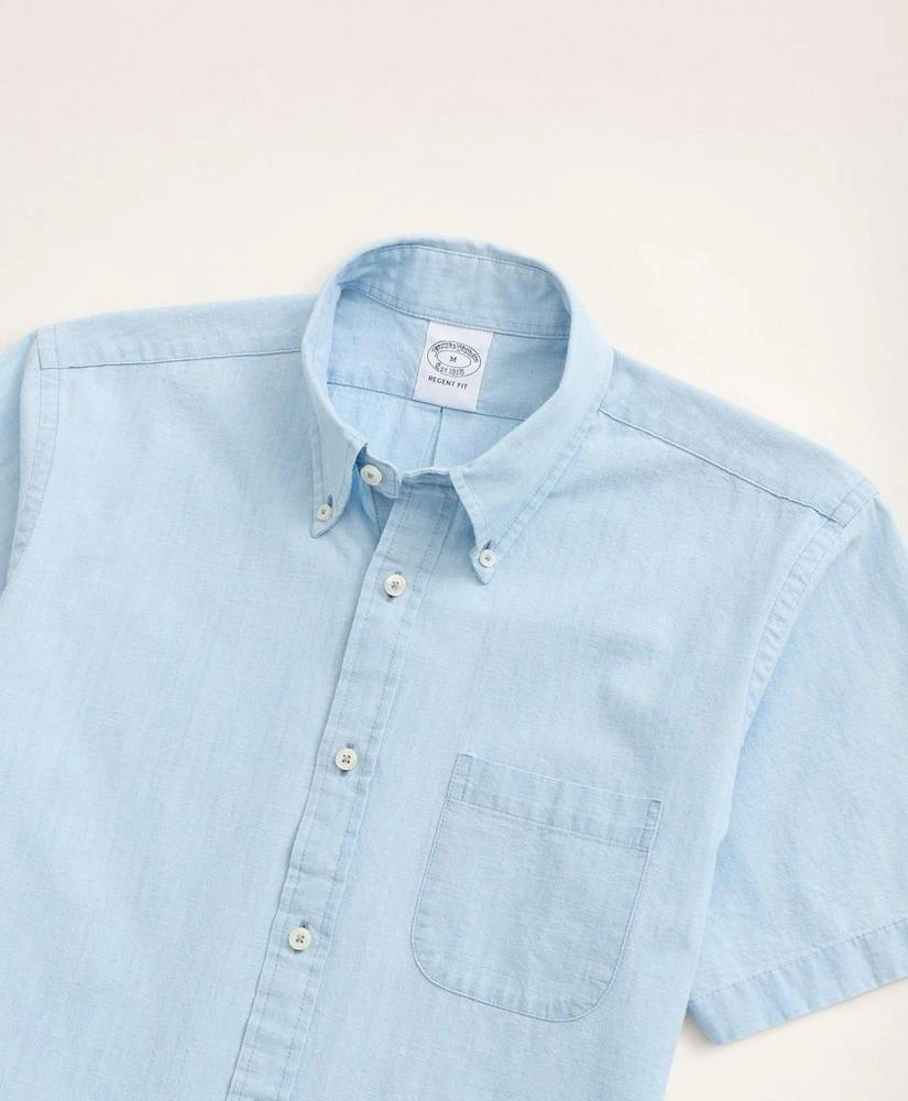 商品Brooks Brothers|Regent Regular-Fit Short-Sleeve Chambray Sport Shirt,价格¥319,第2张图片详细描述