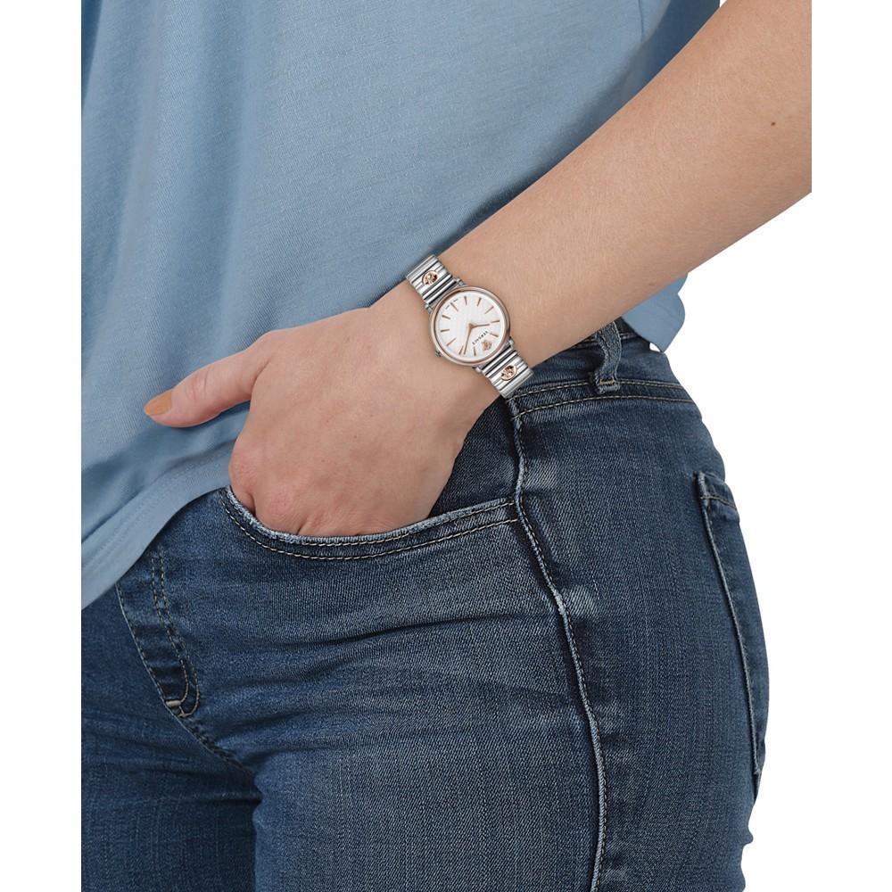 商品Versace|Women's Swiss V-Circle Logomania Two Tone Stainless Steel Bracelet Watch 38mm,价格¥6601,第6张图片详细描述