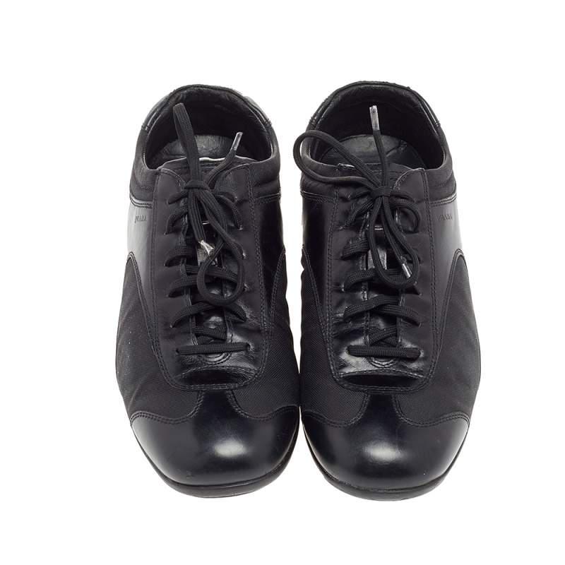 Prada Sport Black Leather And Nylon Low Top Sneakers Size 42商品第3张图片规格展示