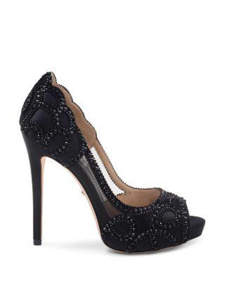 商品Badgley Mischka|Women's Witney Embellished Satin & Mesh Platform High-Heel Pumps ,价格¥981,第2张图片详细描述