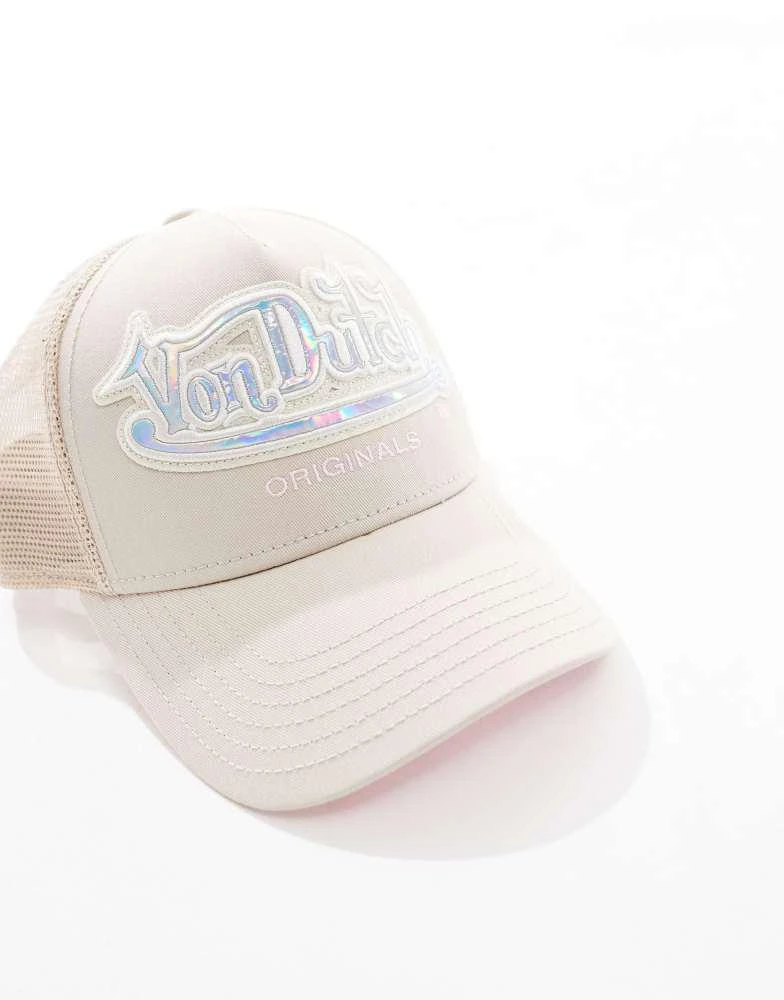 商品Von Dutch|Von Dutch Memphis metallic trucker cap in cream,价格¥359,第2张图片详细描述