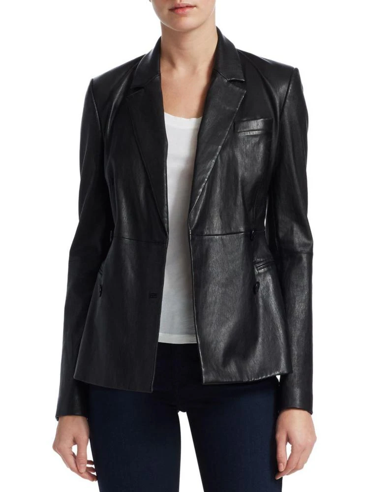 商品Theory|Bristol Double-Breasted Leather Blazer,价格¥7208,第1张图片