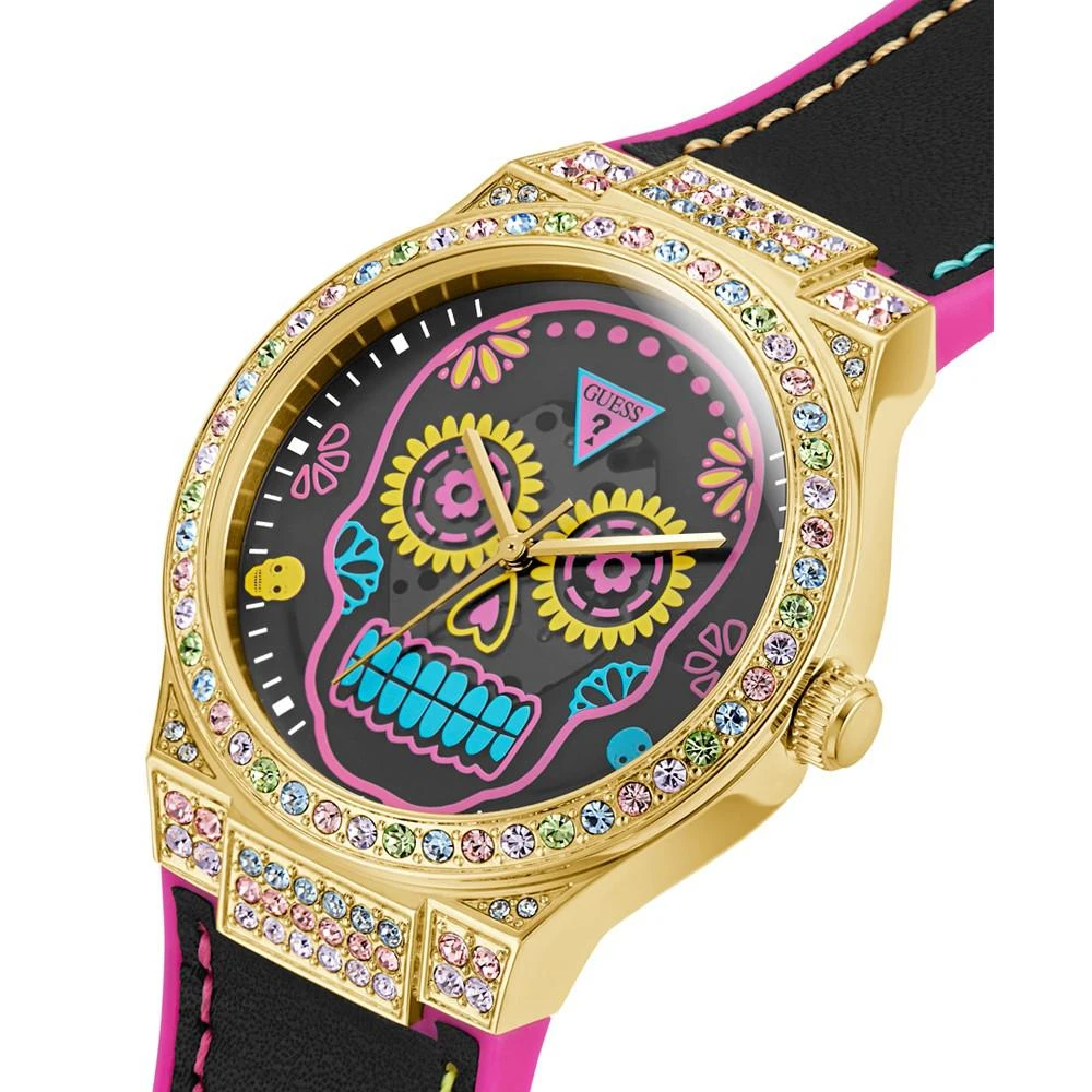 商品GUESS|Women's Gold-Tone Glitz Black Silicone Strap, Watch, 39mm,价格¥1052,第4张图片详细描述