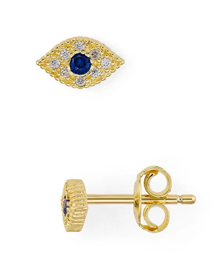 商品AQUA|Evil Eye Pavé Stud Earrings in 18K Gold-Plated Sterling Silver - 100% Exclusive,价格¥202,第1张图片