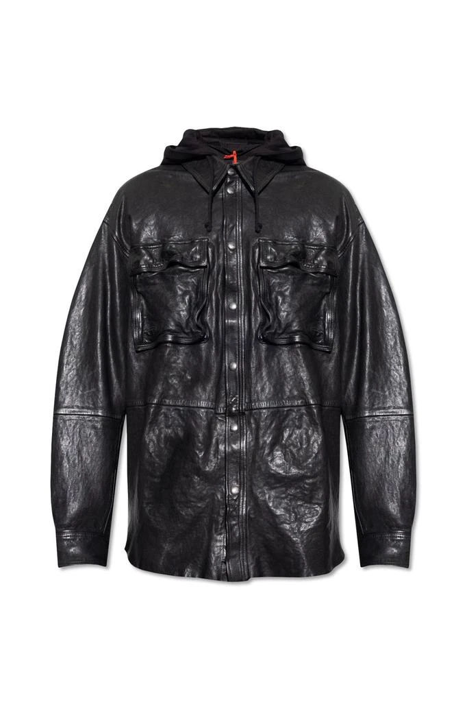 商品Diesel|Diesel L-Sphinx Hooded Leather jacket,价格¥4377,第1张图片