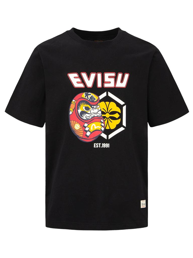 Evisu Black Cotton T-shirt商品第1张图片规格展示