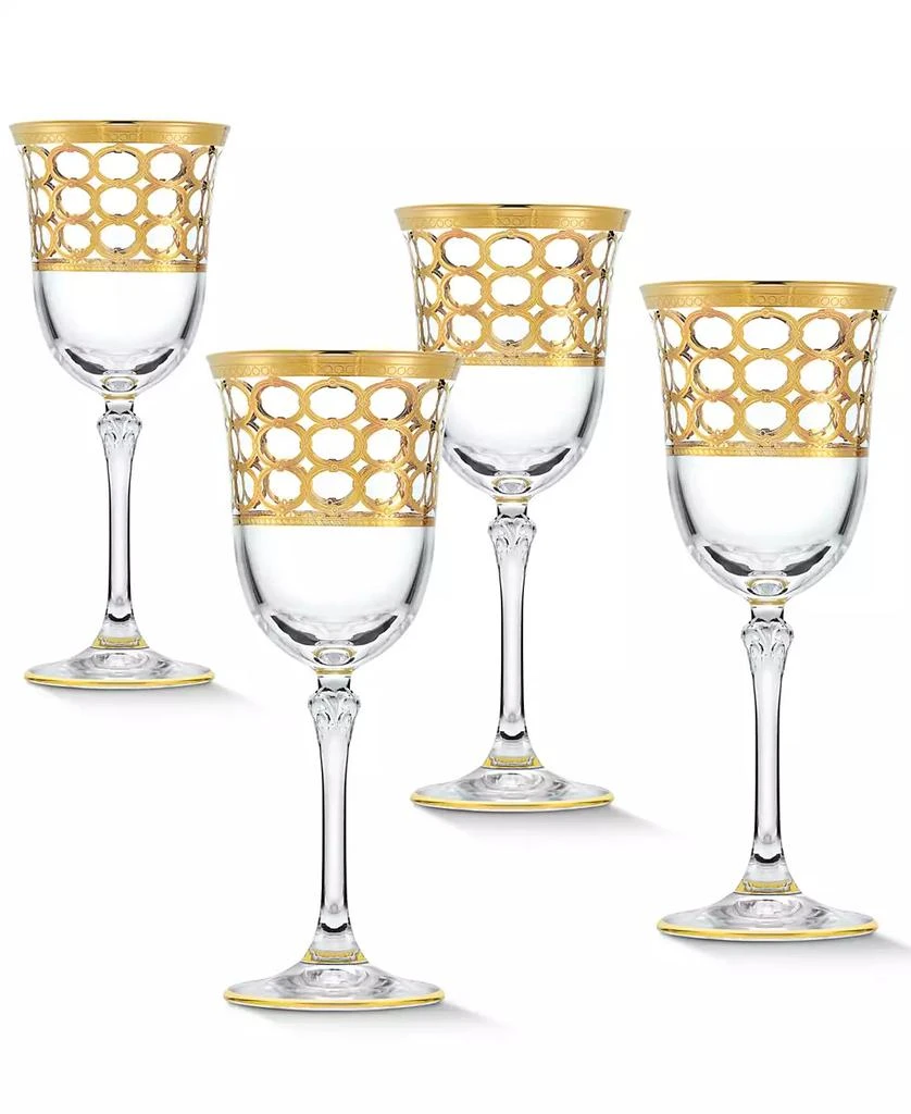 商品Lorren Home Trends|4 Piece Infinity Gold Ring White Wine Goblet Set,价格¥956,第1张图片