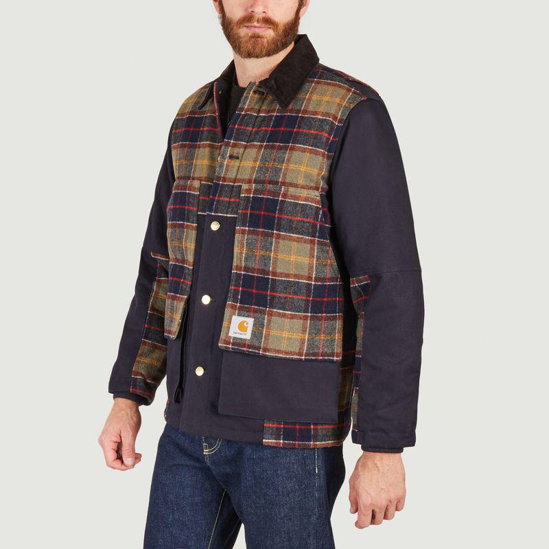 Canvas and tweed jacket with Highland check Dark navy Barron check, Seaweed Carhartt WIP商品第2张图片规格展示