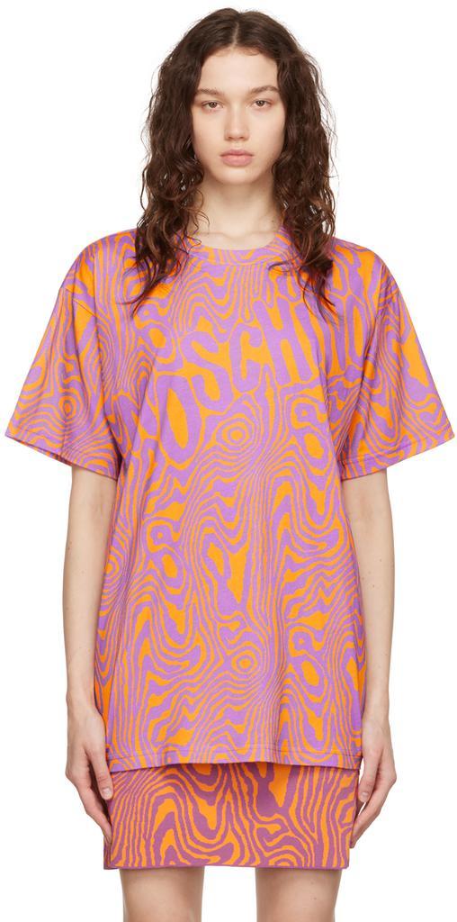 商品Moschino|Purple & Orange Moiré Effect T-Shirt,价格¥2677,第1张图片