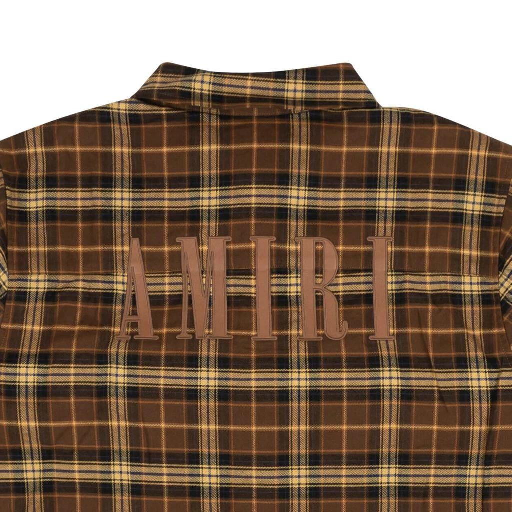 商品AMIRI|Brown Leather Logo Flannel Button Down Shirt,价格¥2410,第4张图片详细描述