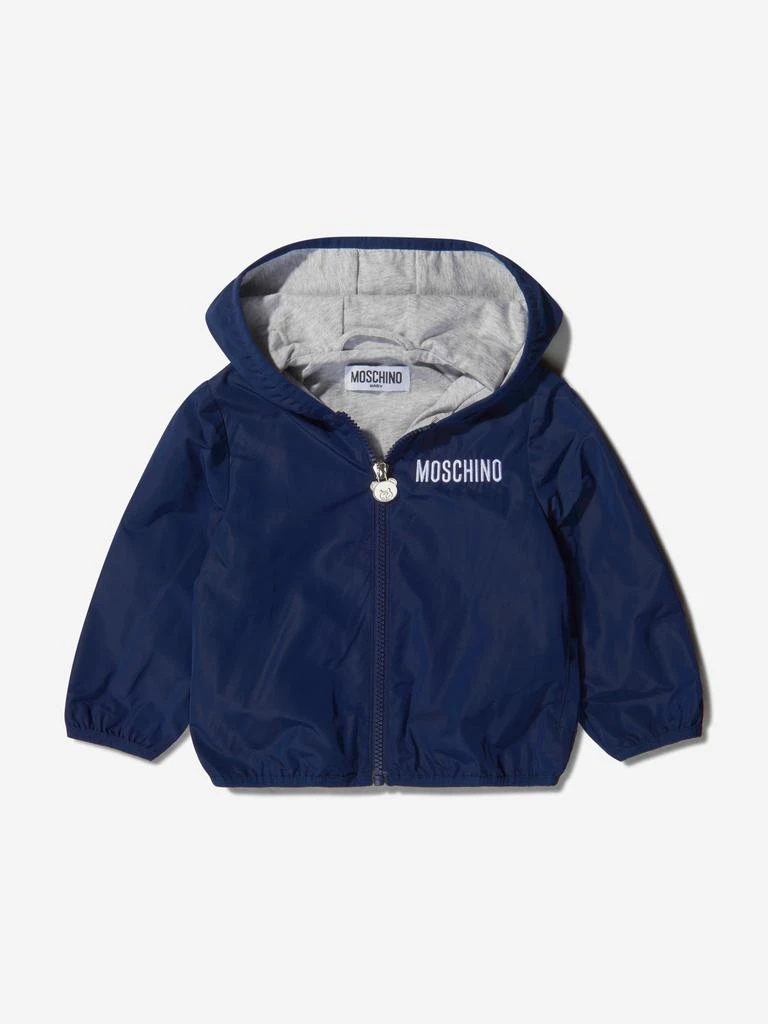 商品Moschino|Moschino Navy Baby Unisex Teddy Toy Hooded Jacket With Ears,价格¥1373,第1张图片