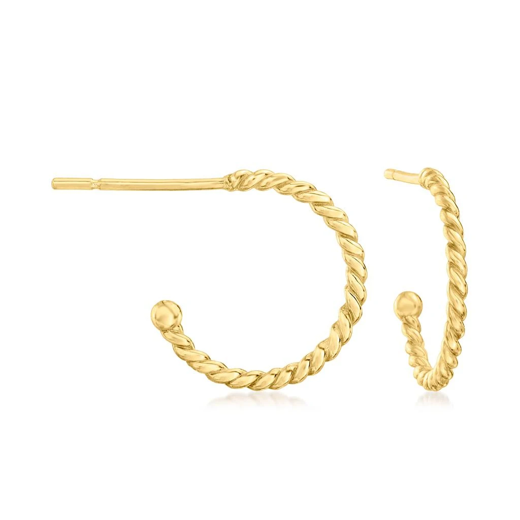 商品Ross-Simons|RS Pure by Ross-Simons 4-4.5mm Cultured Pearl C-Hoop Drop Earrings in 14kt Yellow Gold,价格¥939,第4张图片详细描述