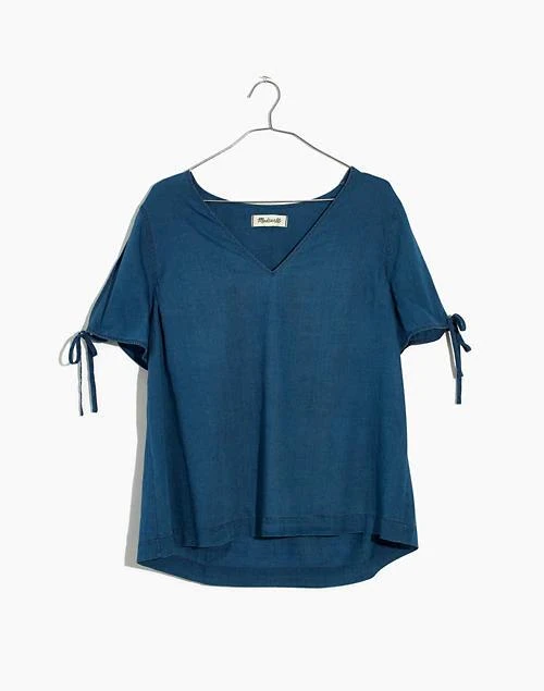 商品Madewell|Indigo Tie-Sleeve Top,价格¥317,第4张图片详细描述