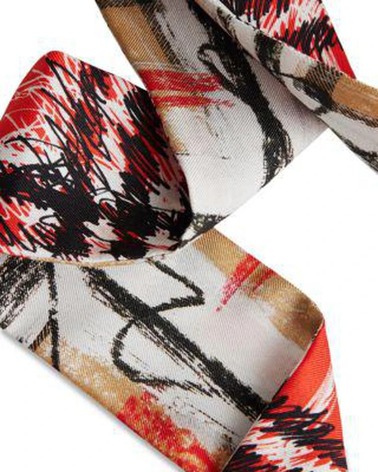 商品Burberry|Scribble Check Silk Skinny Scarf ,价格¥762,第2张图片详细描述