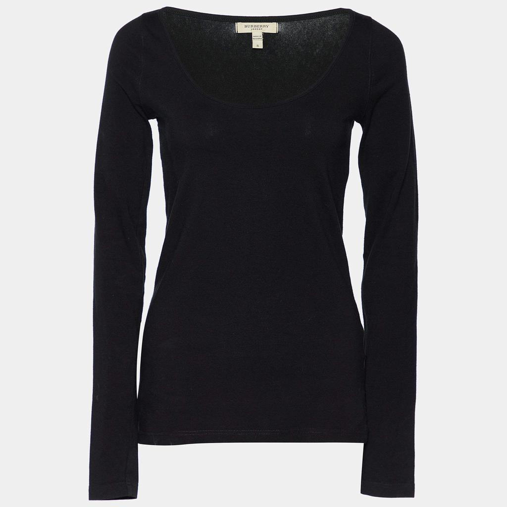 Burberry Black Cotton Contrast Elbow Detail Long Sleeve T-Shirt S商品第1张图片规格展示