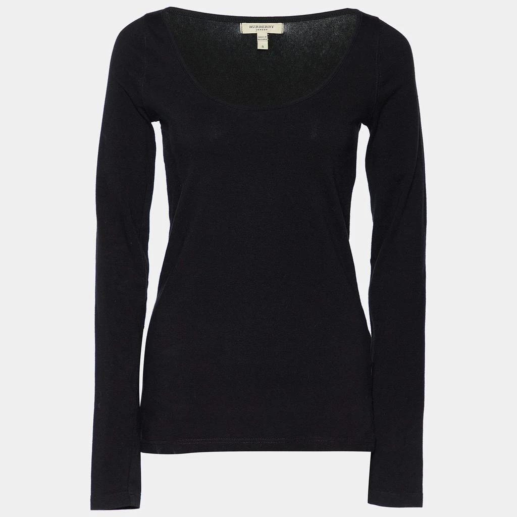 商品[二手商品] Burberry|Burberry Black Cotton Contrast Elbow Detail Long Sleeve T-Shirt S,价格¥1214,第1张图片