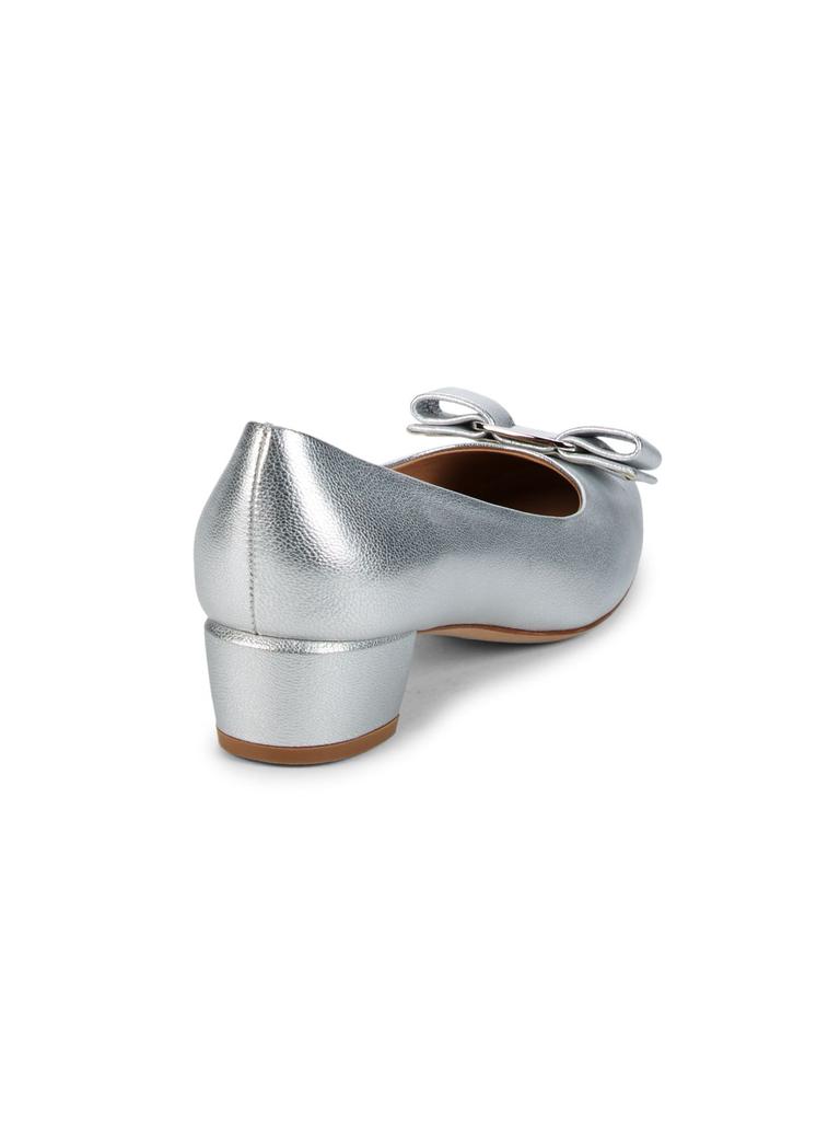 Vara 6Flair Argent Metallic Leather Kitten Heels Shoes商品第3张图片规格展示