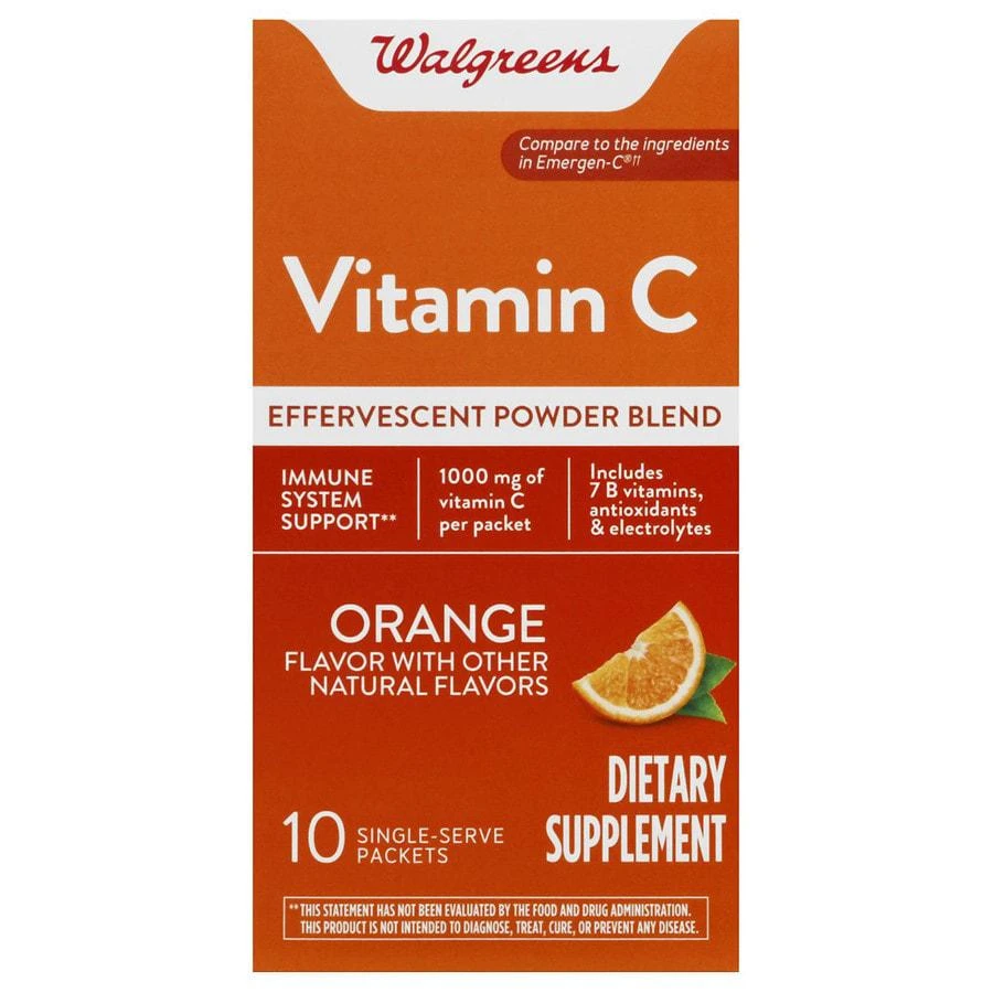 商品Walgreens|Vitamin C Immune Support Effervescent Powder Blend, 1000 mg Orange,价格¥46,第1张图片