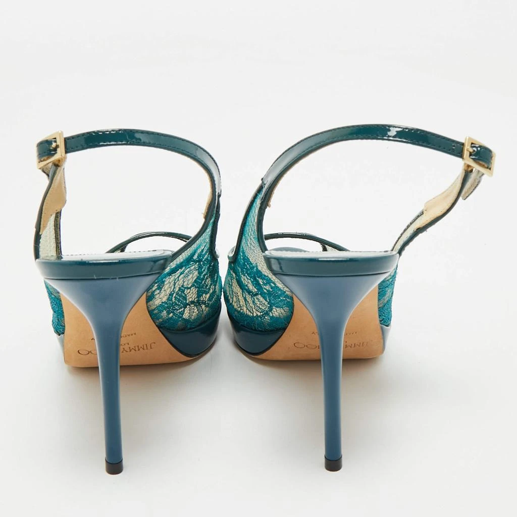 商品[二手商品] Jimmy Choo|Jimmy Choo Green Lace and Patent Leather Nova Peep-Toe Slingback Sandals Size 36,价格¥3070,第5张图片详细描述