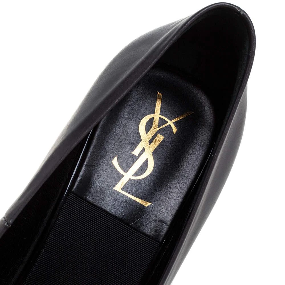 Saint Laurent Paris Black Leather Wood Heel Pointed Toe Pumps Size 37.5 商品