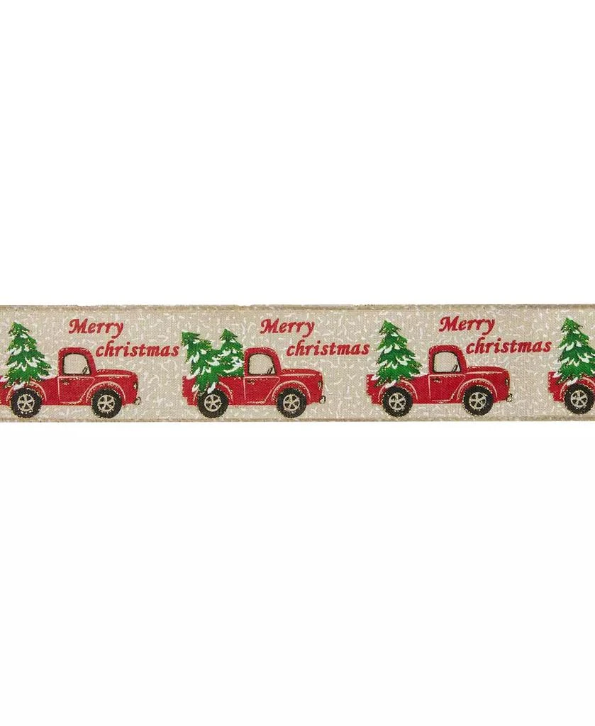 商品Northlight|Vintage-like Trucks With Christmas Trees Wired Craft Ribbon, 2.5" X 16 Yards,价格¥142,第1张图片