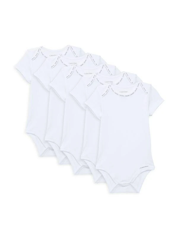 商品Calvin Klein|Baby Boy’s 5-Pack Logo Trim Bodysuit,价格¥199,第1张图片