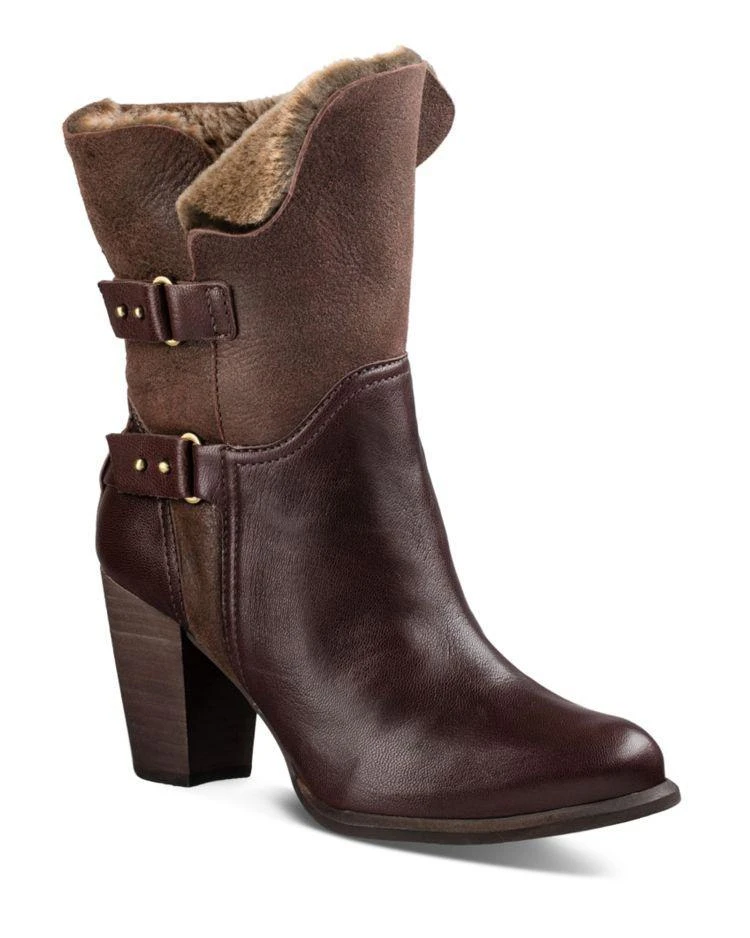 商品UGG|Jayne Leather and Sheepskin Mid Calf Booties 山羊皮中筒靴,价格¥1497,第1张图片