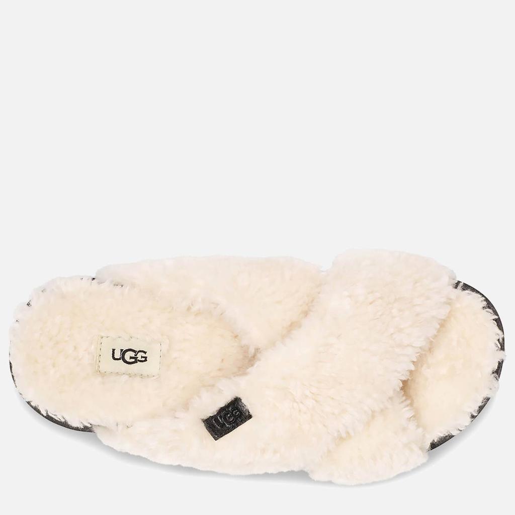 商品UGG|UGG Women's Fuzz Sugar Cross Slide Sustainable Slippers - Natural/Black,价格¥405,第4张图片详细描述