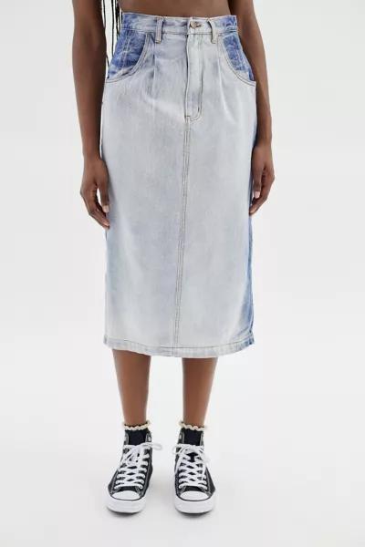 Urban Renewal Remade Bleached Out Denim Midi Skirt商品第4张图片规格展示