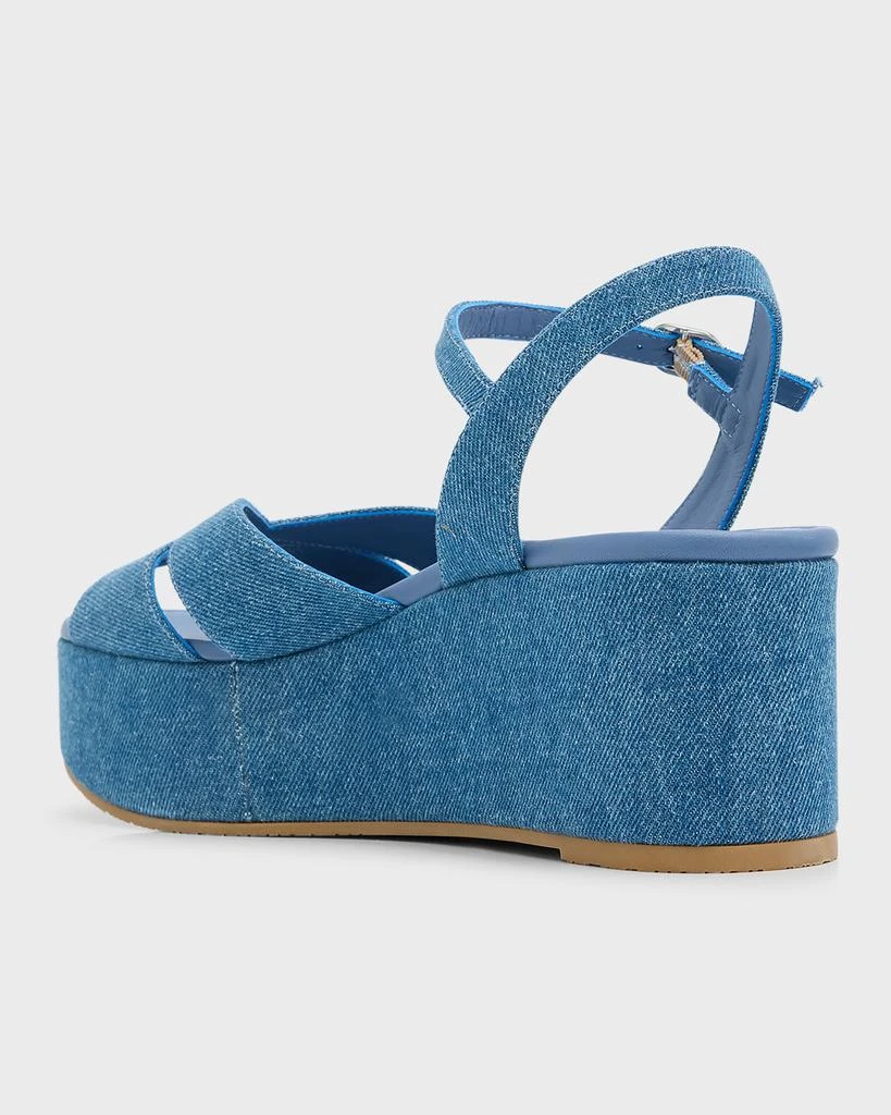 商品Stuart Weitzman|Carmen Crisscross Denim Wedge Sandals,价格¥3237,第4张图片详细描述