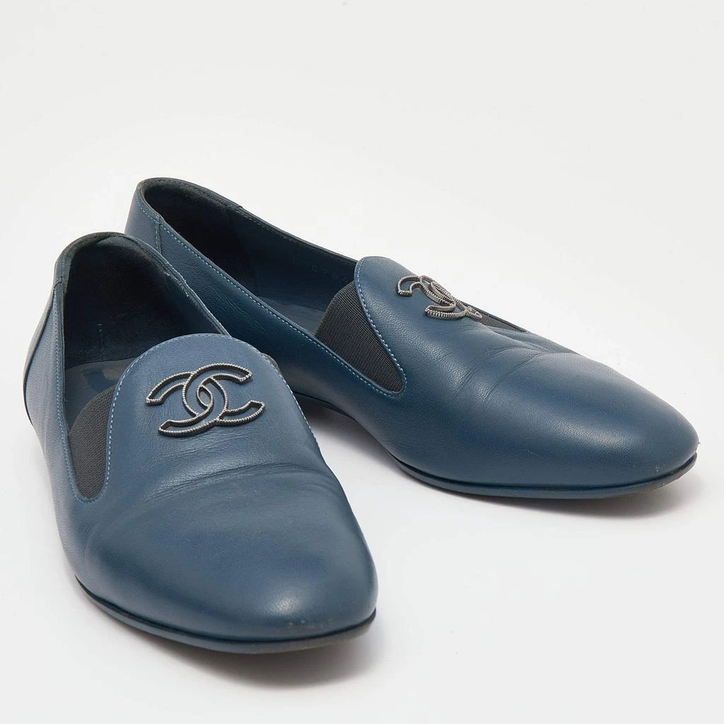 商品[二手商品] Chanel|Chanel Blue Leather CC Slip On Loafers Size 36.5,价格¥3952,第4张图片详细描述