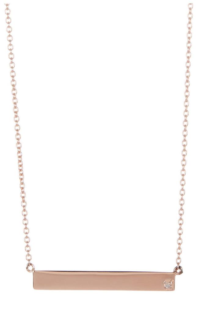 14K Rose Gold Plated Diamond Bar Pendant Necklace - 0.01 ctw商品第1张图片规格展示