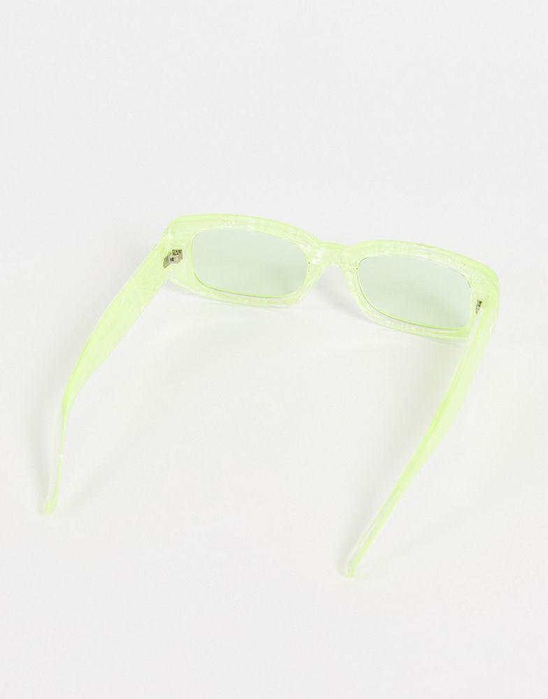 ASOS DESIGN rectangle sunglasses with marble effect in green - LGREEN商品第2张图片规格展示