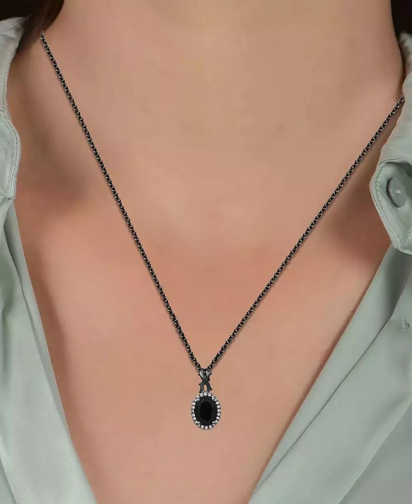 商品Disney Enchanted Vault|Onyx & Diamond (1/10 ct. t.w.) Maleficent 18" Pendant Necklace in Black Rhodium-Plated Sterling Sliver,价格¥1243,第2张图片详细描述