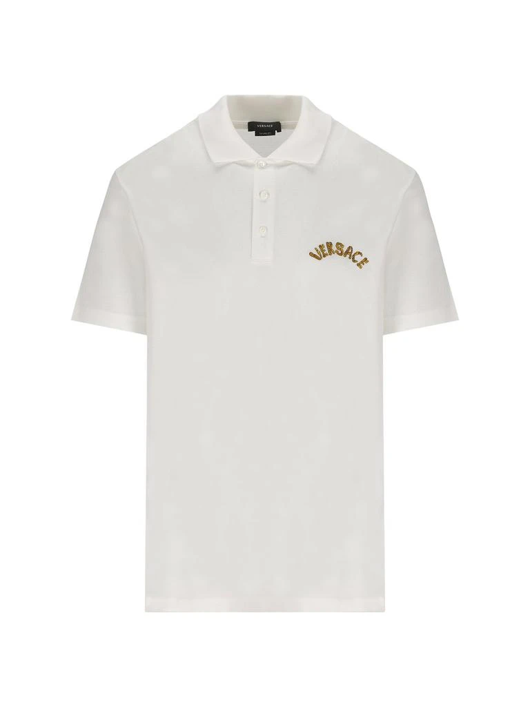 商品Versace|Versace Seashell Baroque-Logo Embroidered Short-Sleeved Polo Shirt,价格¥2007,第1张图片