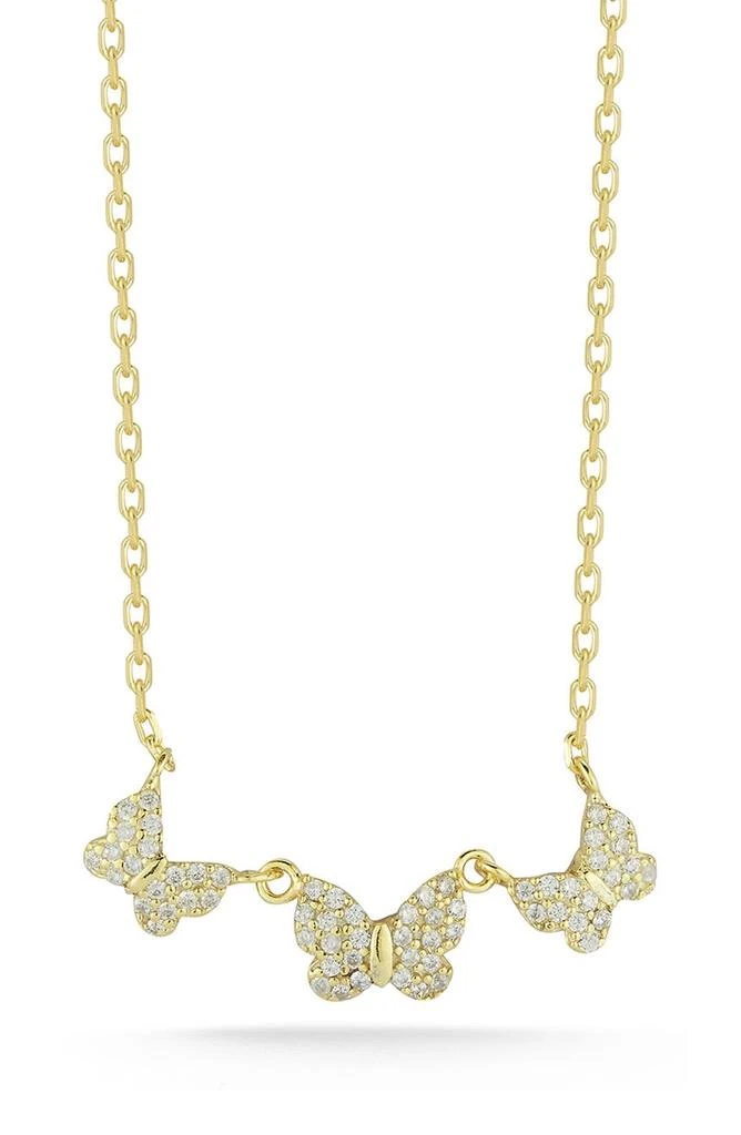 商品GLAZE JEWELRY|Gold Vermeil Pave Crystal Butterflies Pendant Necklace,价格¥280,第1张图片