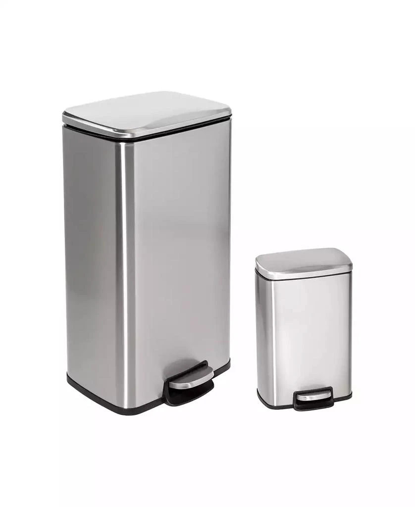 商品Honey Can Do|Stainless Steel Step Trash Cans with Lid, Set of 2,价格¥953,第1张图片