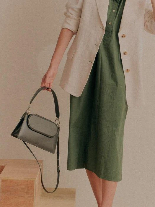 商品HYETHE|Eggshell Mirror Shoulder Bag_Dark Grey,价格¥3188,第2张图片详细描述