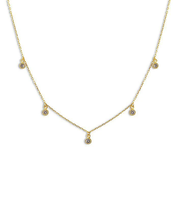 商品Argento Vivo|Cubic Zirconia Shaky Charm Statement Necklace in 14K Gold Plated Sterling Silver, 16"-18"  ,价格¥217,第3张图片详细描述