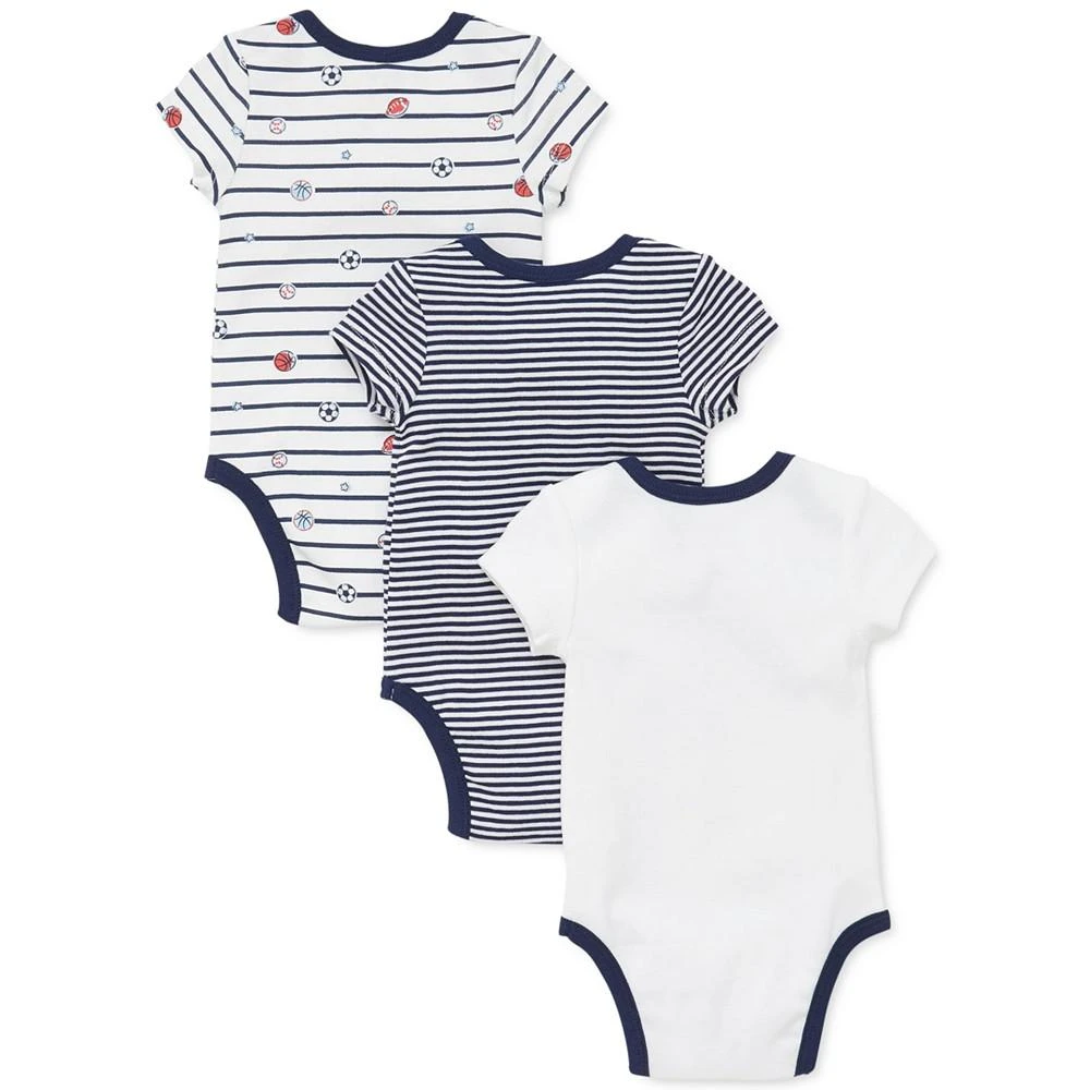 商品Little Me|Baby Boys Cotton Sports Star Bodysuits, Pack of 3,价格¥97,第2张图片详细描述
