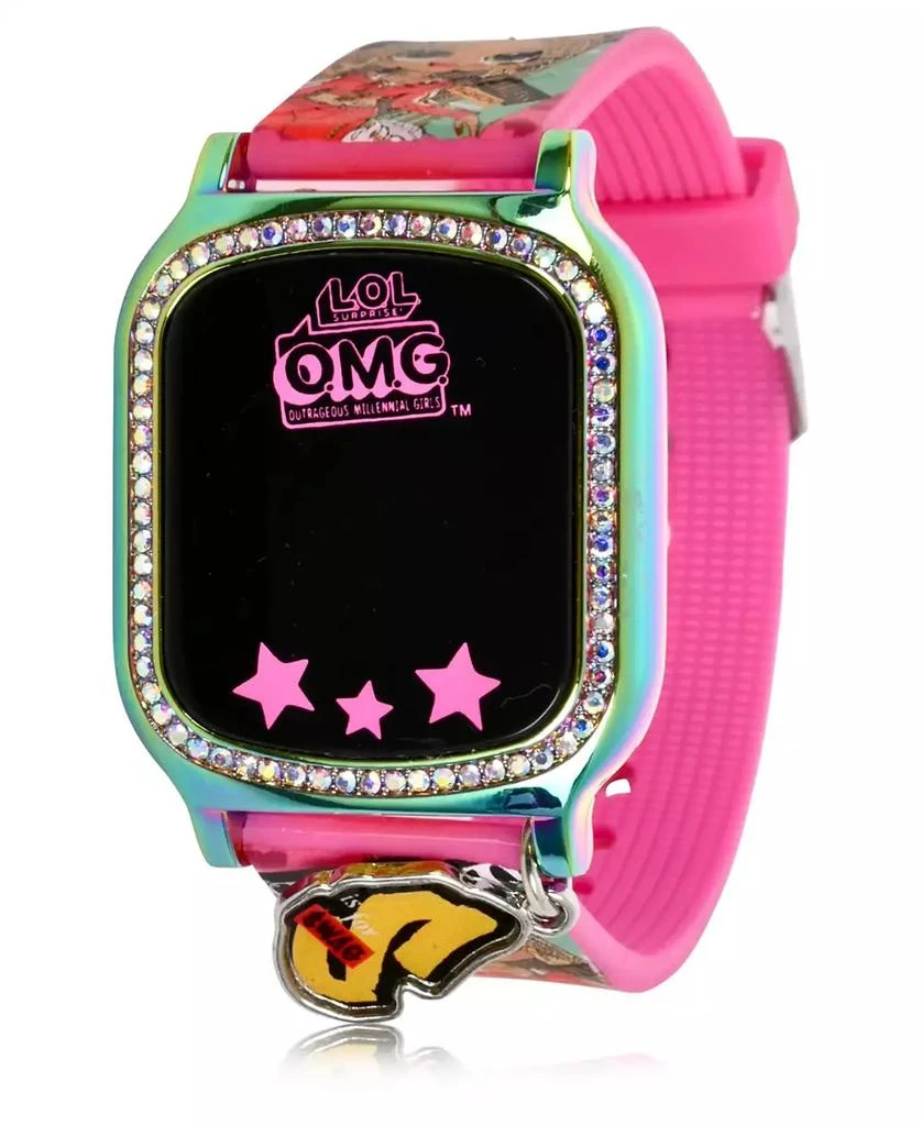 商品Accutime|Omg Kid's Touch Screen Pink Silicone Strap LED Watch, with Hanging Charm 36mm x 33 mm,价格¥129,第2张图片详细描述