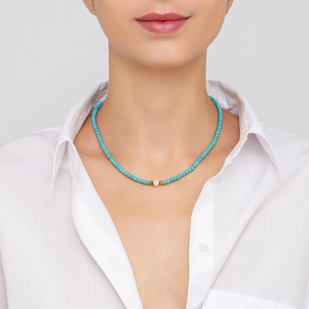 商品ADORNIA|Turquoise Beaded Necklace with Pearl,价格¥158,第2张图片详细描述