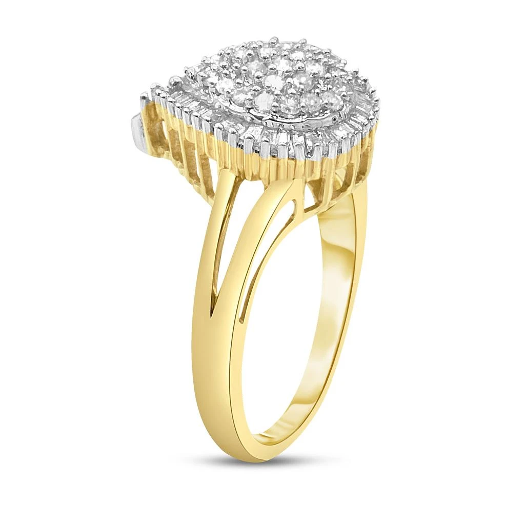 商品Haus of Brilliance|10K Yellow Gold 1/2 Cttw Round and Baguette-Cut Diamond Pear Ring,价格¥8814,第3张图片详细描述