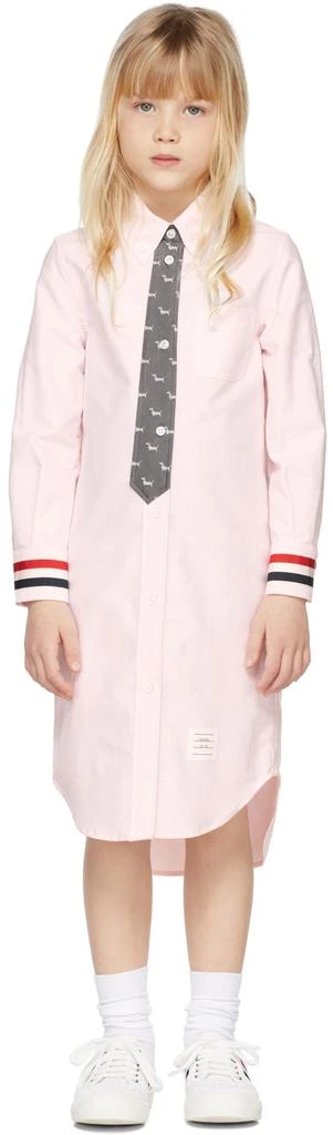 商品Thom Browne|粉色 Trompe L'Oeil Tie 儿童衬衫连衣裙,价格¥1592,第2张图片详细描述