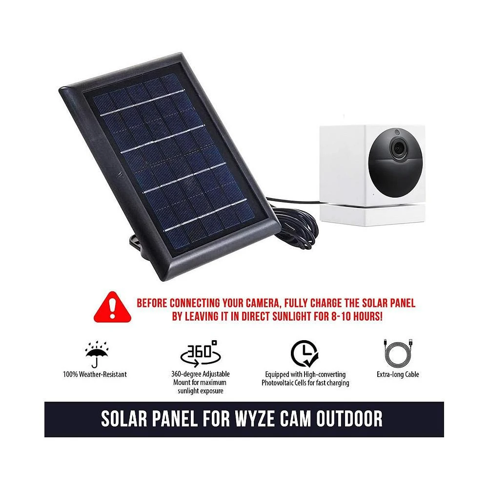 商品Wasserstein|Solar Panel for WYZE Cam Outdoor - Power Your Surveillance Camera Continuously with 2W 5V Charging (1 Pack, Black),价格¥322,第2张图片详细描述