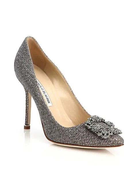 商品Manolo Blahnik|Hangisi 105 水钻扣闪亮高跟鞋,价格¥7669,第1张图片