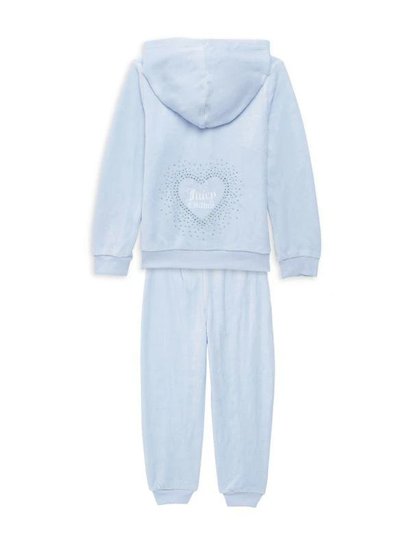 商品Juicy Couture|Little Girl's 2-Piece Velour Zip Up Hoodie & Joggers Set,价格¥80,第2张图片详细描述